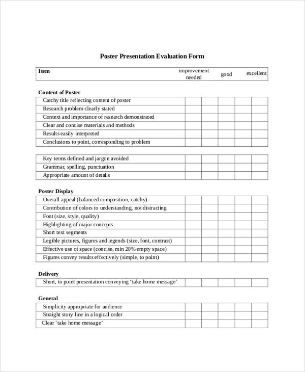 poster presentation evaluation form