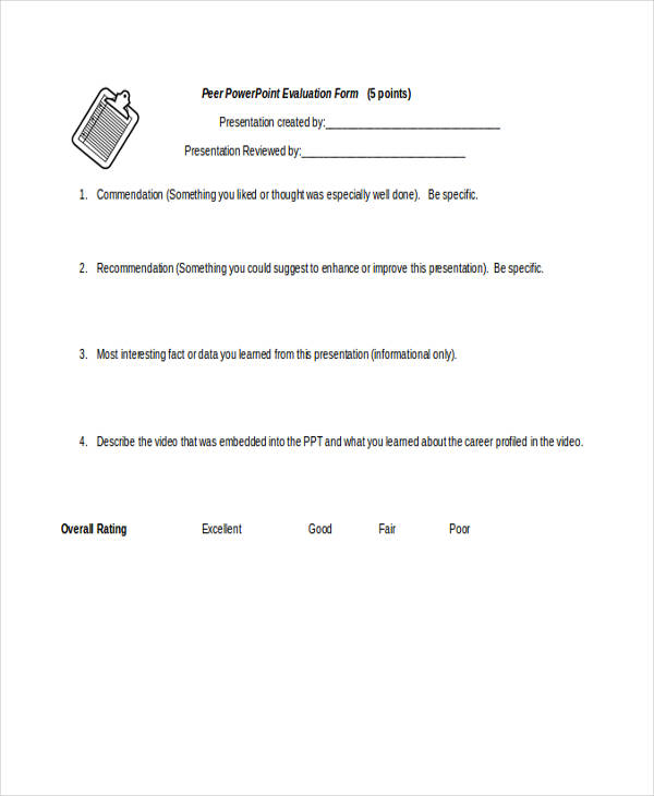 powerpoint peer presentation feedback form