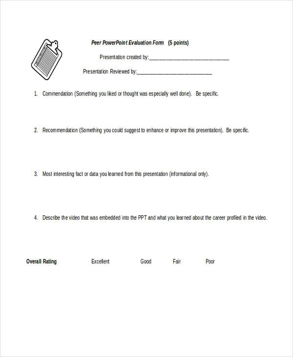 powerpoint presentation feedback evaluation form