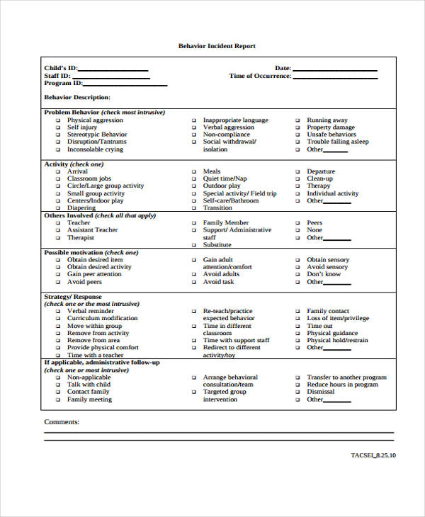 FREE 41+ Sample Incident Report Forms in PDF | Pages | Excel | MS Word