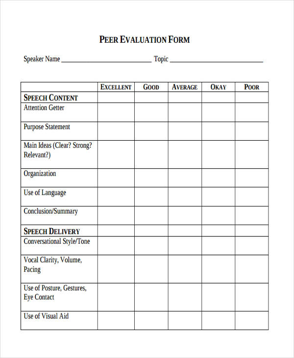 presentation peer evaluation