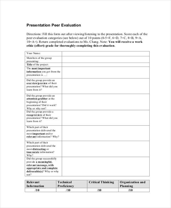 presentation peer evaluation1