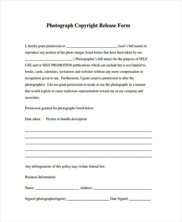 print copy rights release form