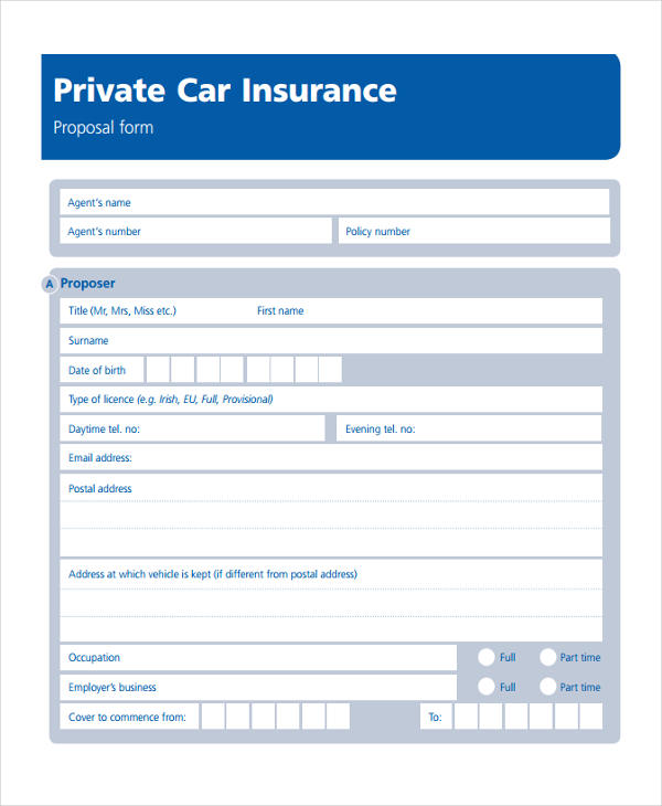 private car insurance proposal in pdf