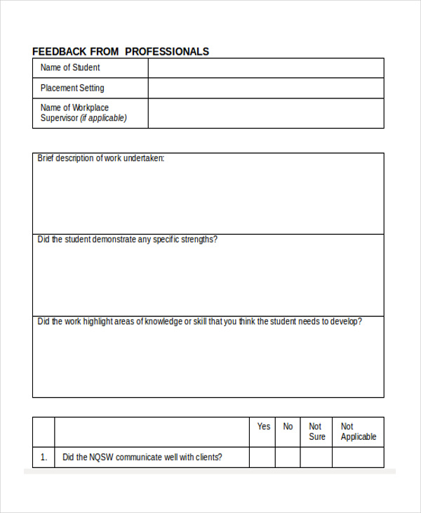 Free 10 Professional Feedback Forms In Pdf Ms Word Excel