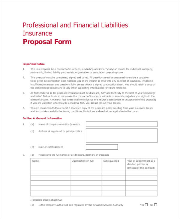 professional financial liabilities