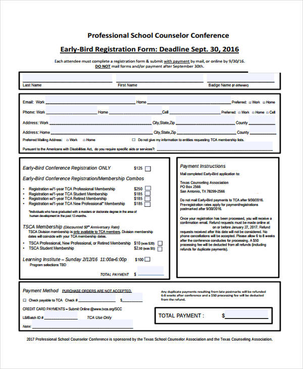 FREE 25 Conference Registration Forms