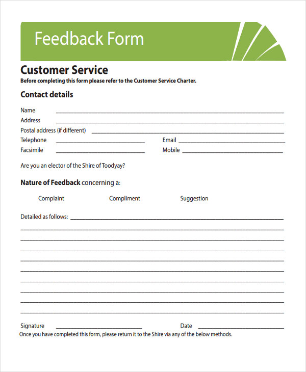 FREE 10+ Professional Feedback Forms in PDF | MS Word | Excel