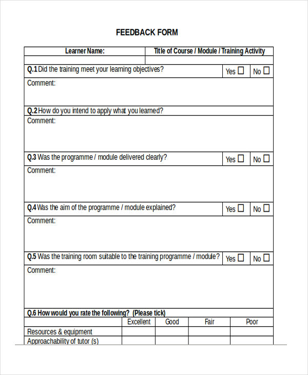 professional training form