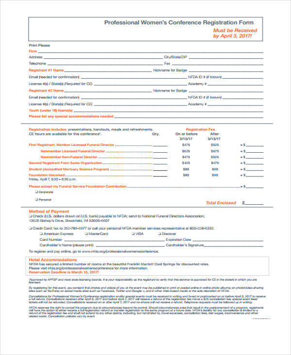 professional womens conference registration form1