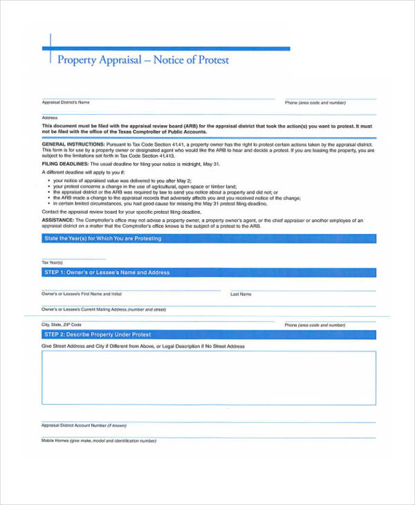 property appraisal protest form pdf