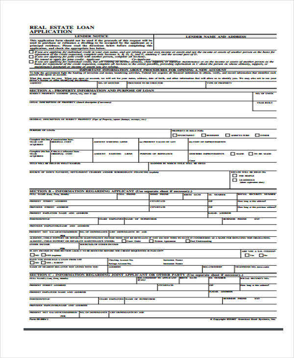 FREE 11+ Sample Real Estate Application Forms in PDF Excel MS Word