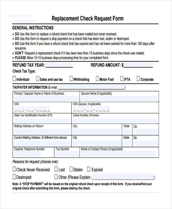 refund check request form
