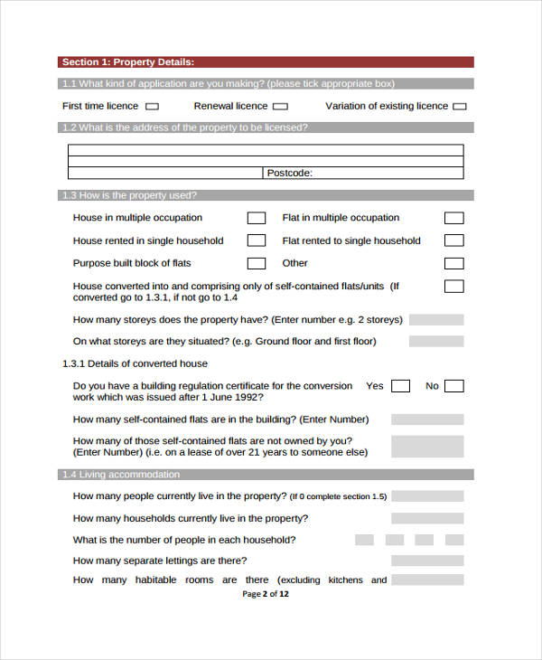rental property licence application form
