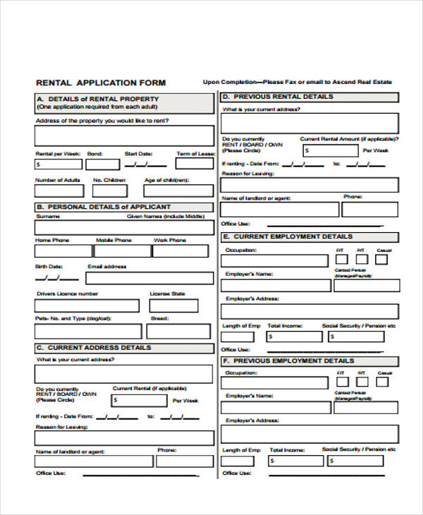 FREE 26+ Rental Application Forms in PDF Excel MS Word