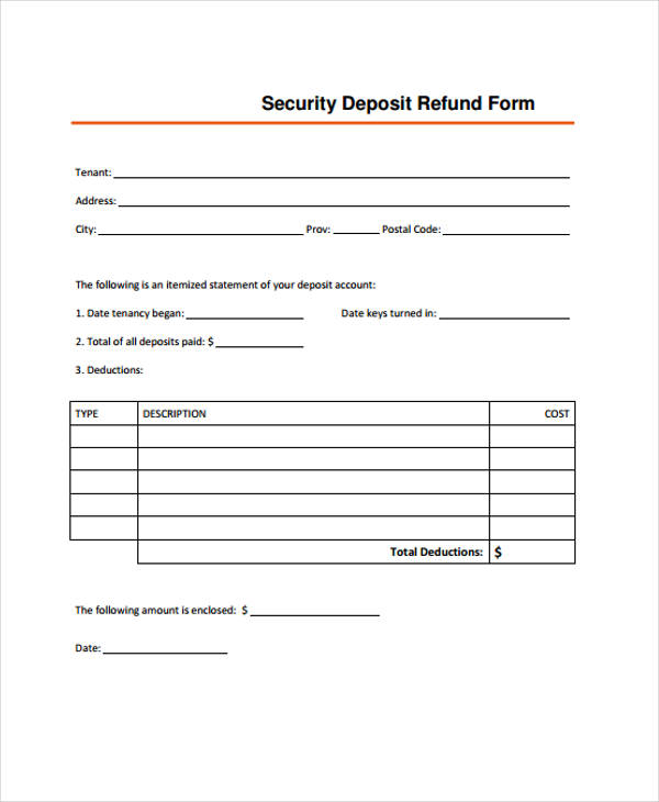 Free 10 Security Deposit Return Forms In Pdf Ms Word 4193