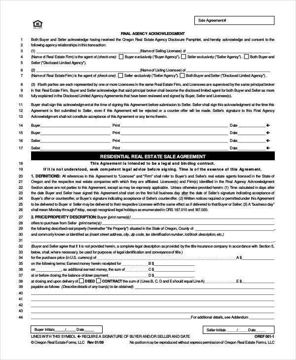 residential real estate sales agreement form2