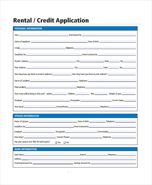 FREE 26+ Rental Application Forms in PDF | Excel | MS Word