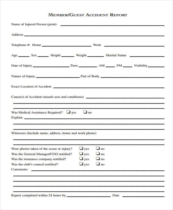 Restaurant Incident Report Form Sample The Document Template