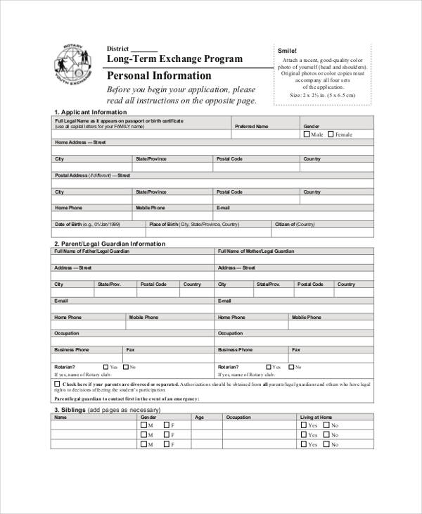 rotary student exchange application form