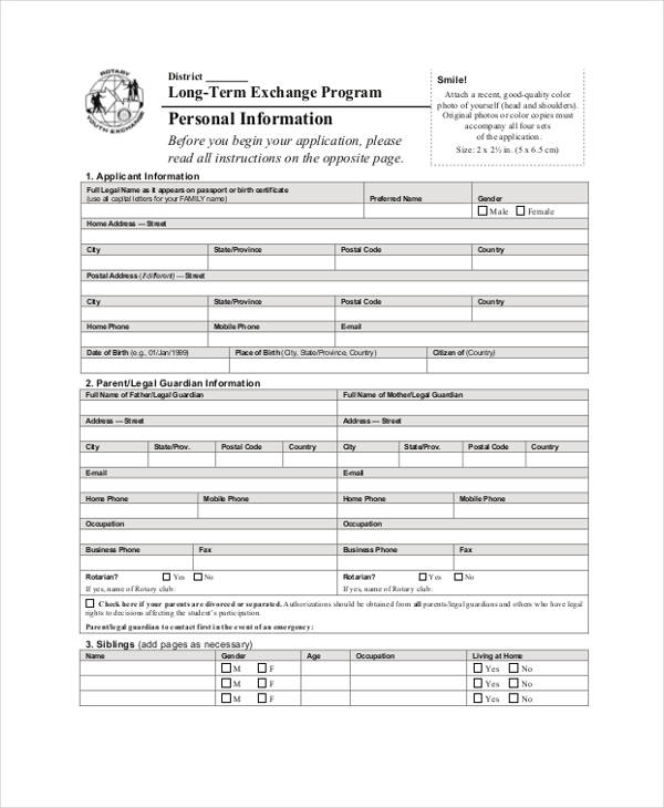 program student exchange form Application Sample Student 41 Forms