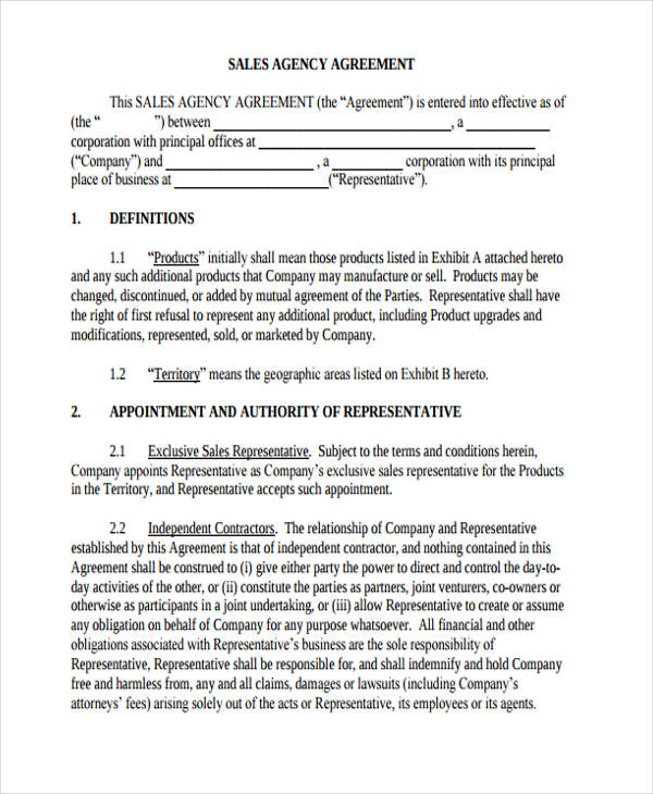 sales agent contract agreement form2