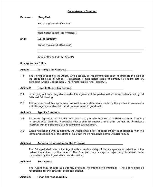 sales agent contract agreement form3