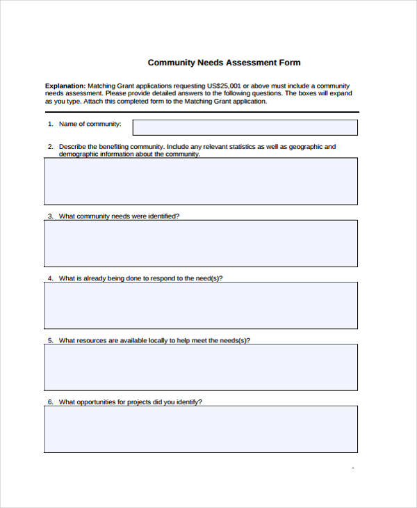 sample community needs assessment form