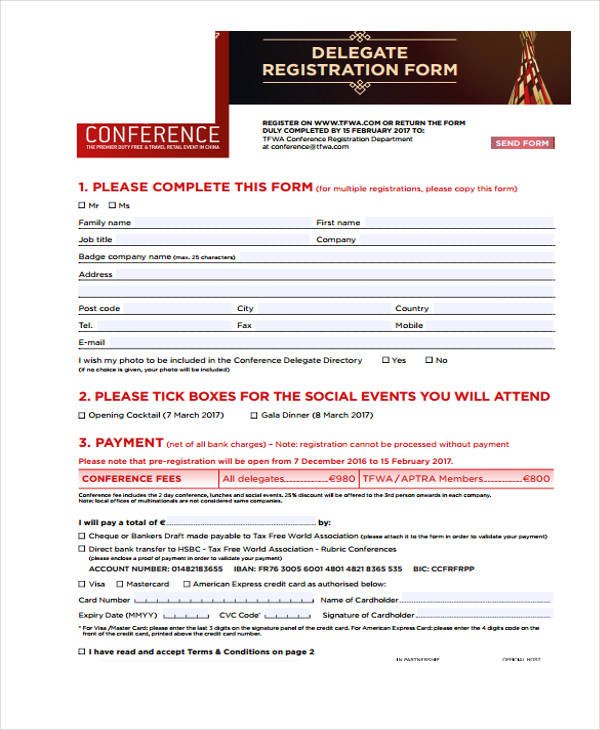 sample conference delegate registration application form