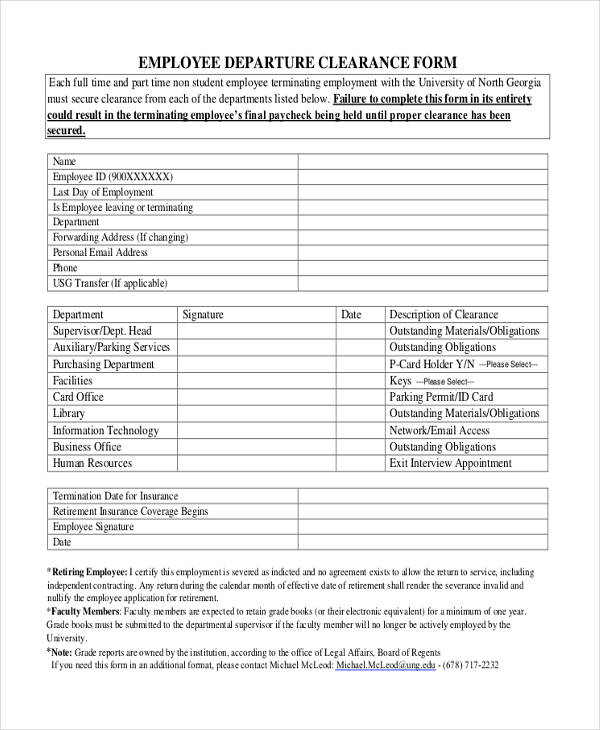 FREE 21+ Employee Clearance Forms in PDF Excel MS Word