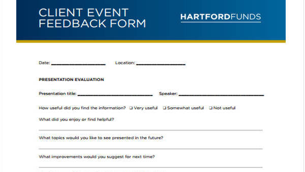 sample event feedback forms