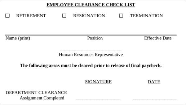 sample exit clearance forms