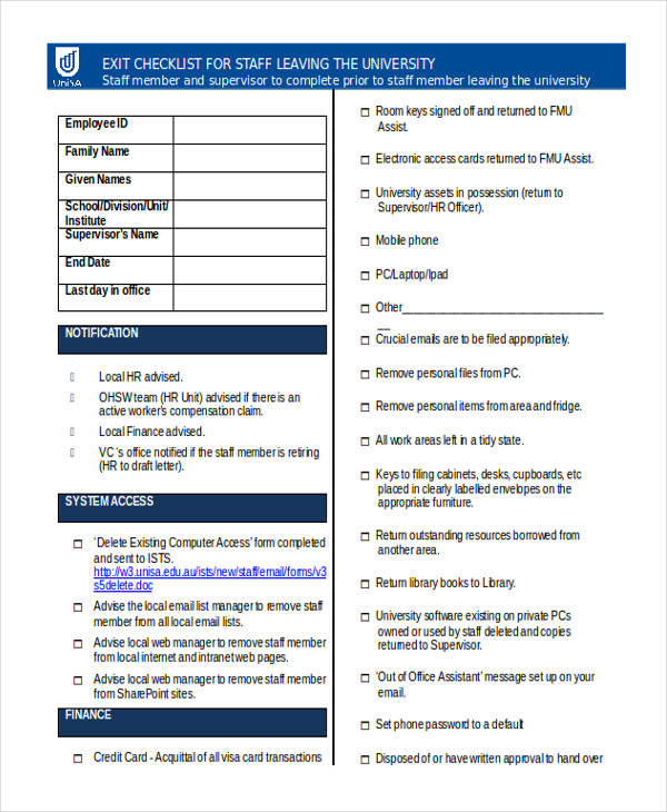 sample hr employee clearance form