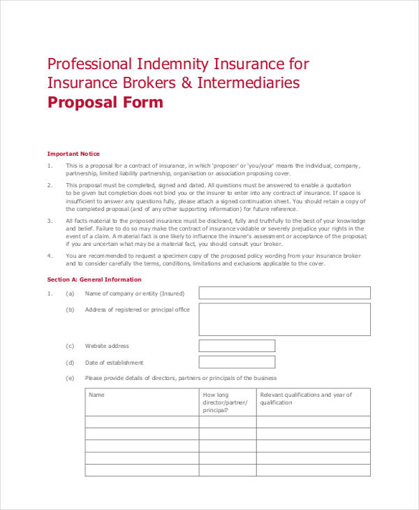 sample insurance brokers proposal