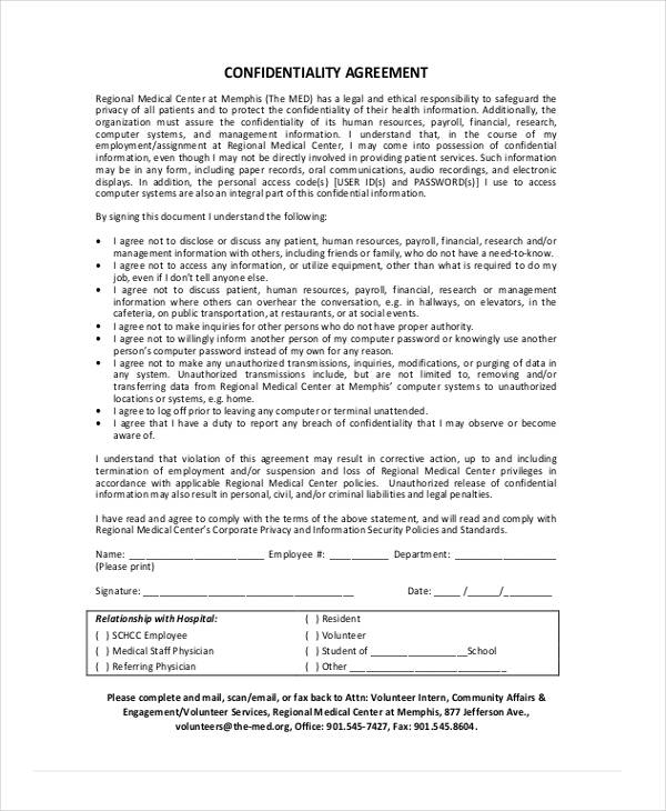 FREE 19+ Sample Confidentiality Agreement Forms in PDF | MS Word