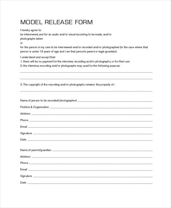 sample model interview release form