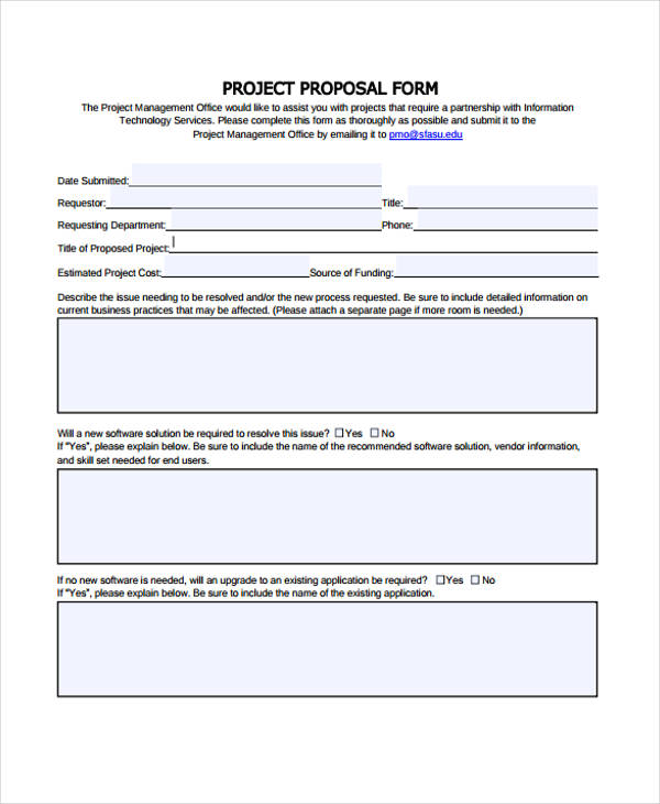 sample project proposal form