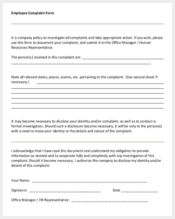 sample mployee complaint form download