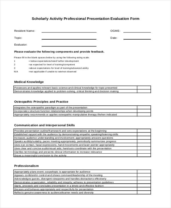 scholarly activity professional presentation evaluation form1