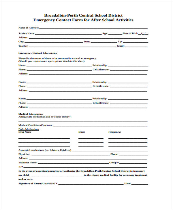 FREE 26+ Emergency Contact Forms in PDF