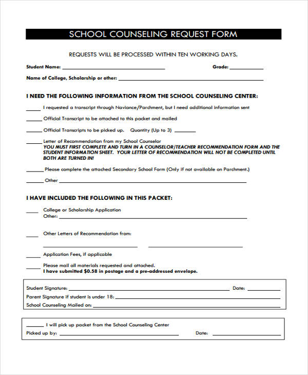 school counseling request form