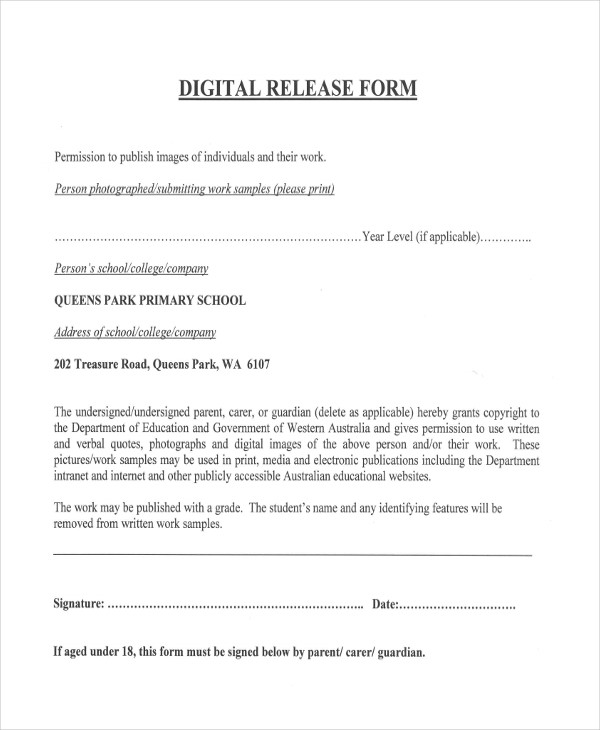 FREE 21+ Print Release Forms in PDF MS Word