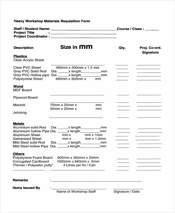 school material requisition form