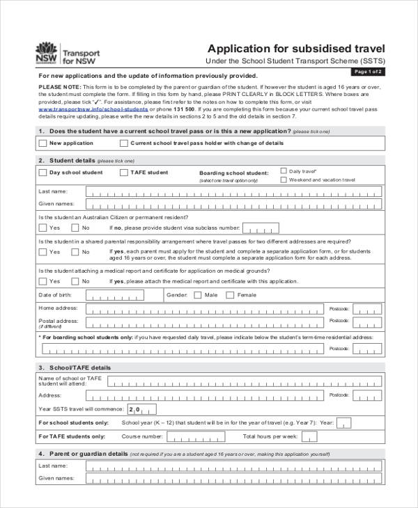 school student transport scheme application form