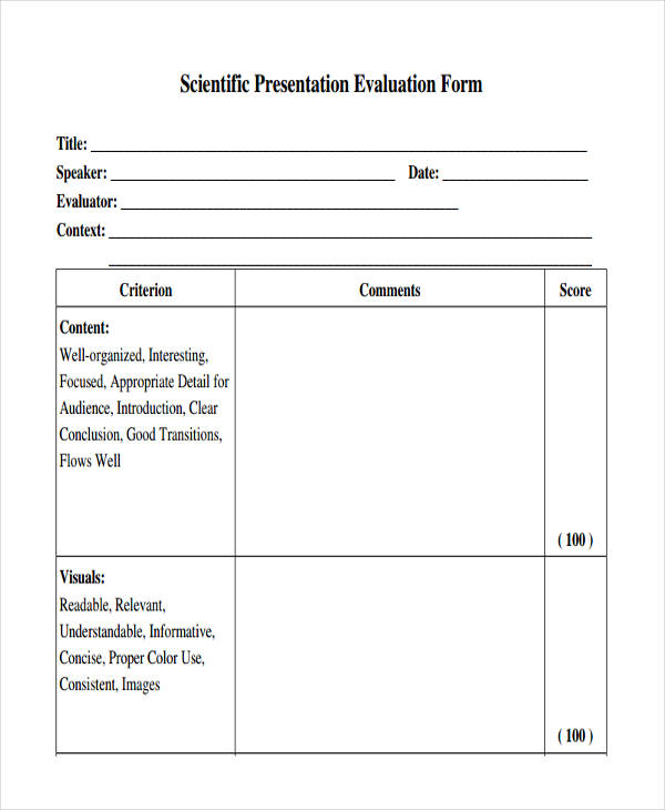 scientific presentation evaluation