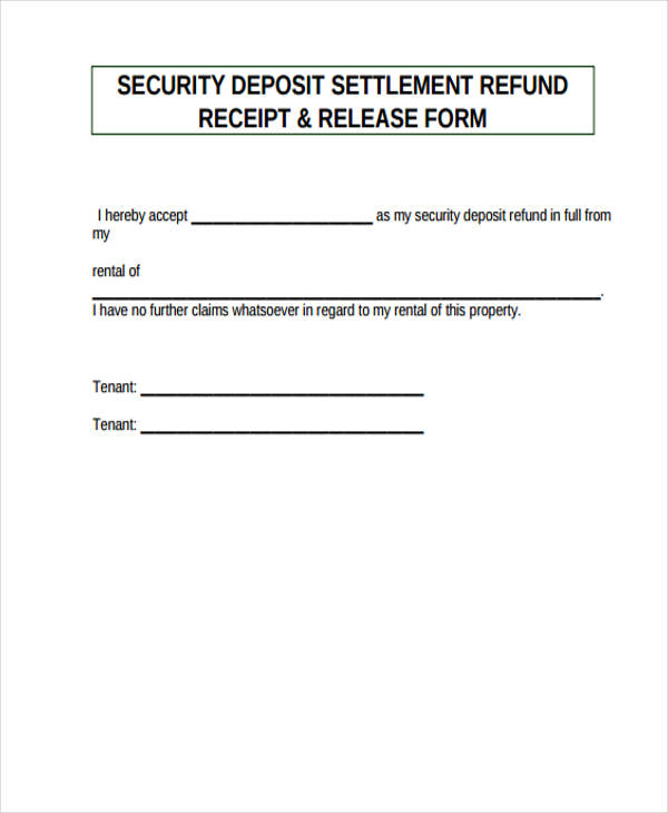 security deposit return receipt form