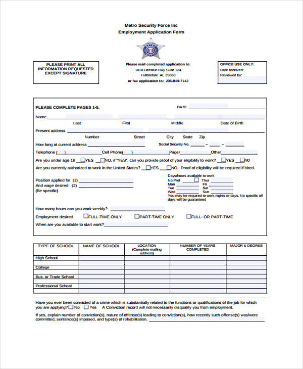 application letter for employment as a security guard pdf