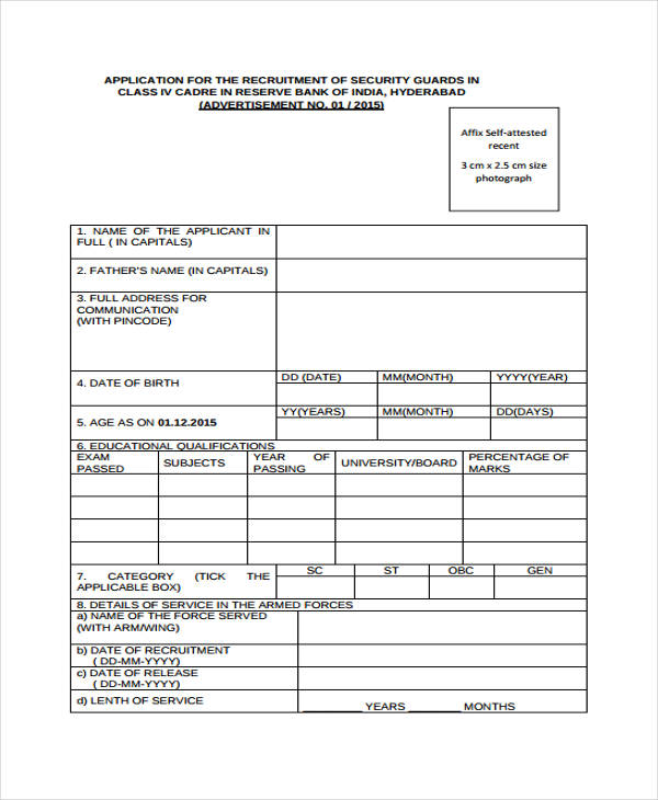 Free 11 Security Application Forms In Pdf Ms Word 0595