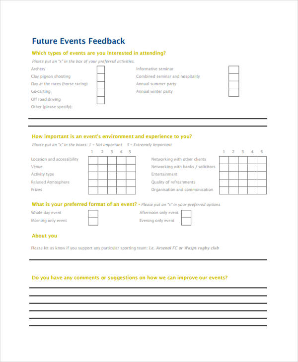 seminar event feedback form example