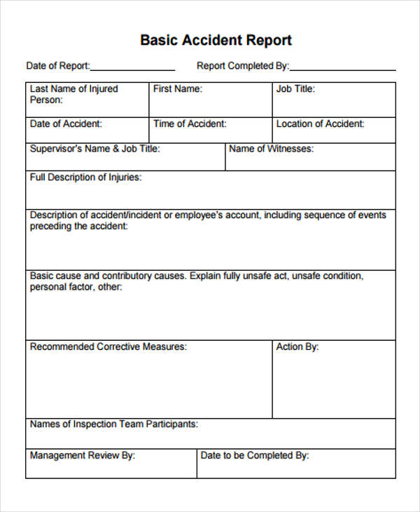 FREE 28+ Accident Report Forms in PDF